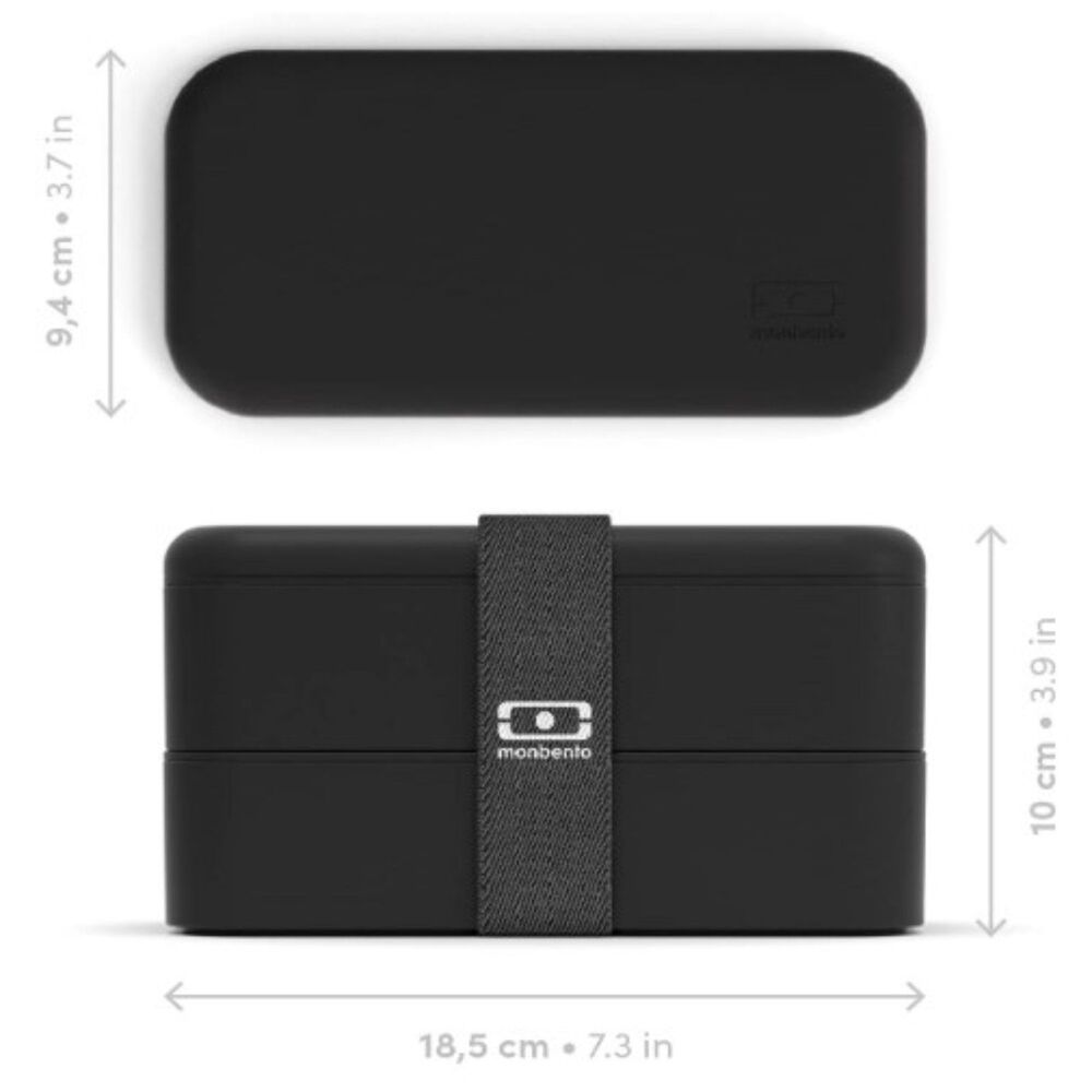 Mombento Original Black Bento Box - 2 Tier Leakproof Lunch Box EUC - Picture 2 of 10